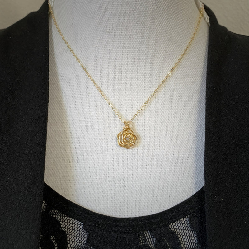 14K Gold Filled Collier Met Gold Filled Handgemaakte Roos