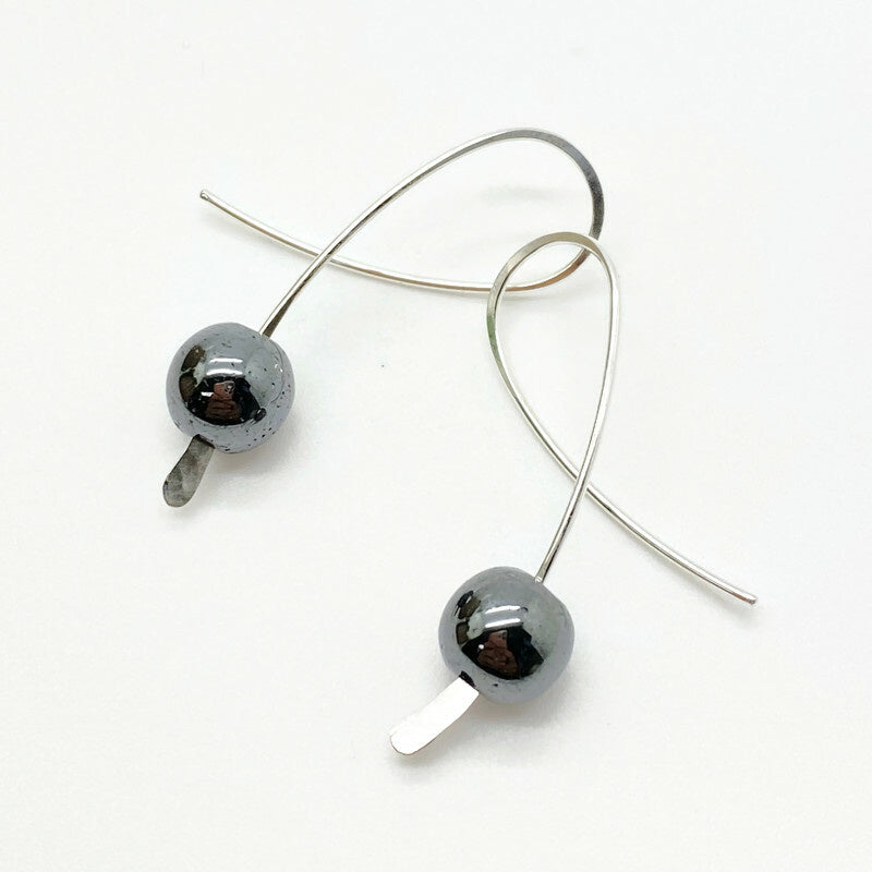 Sterling Zilver Confetti Oorbellen Met Hematiet