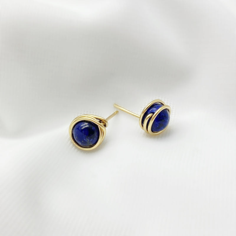 Gouden Oorknopjes Met Lapis Lazuli