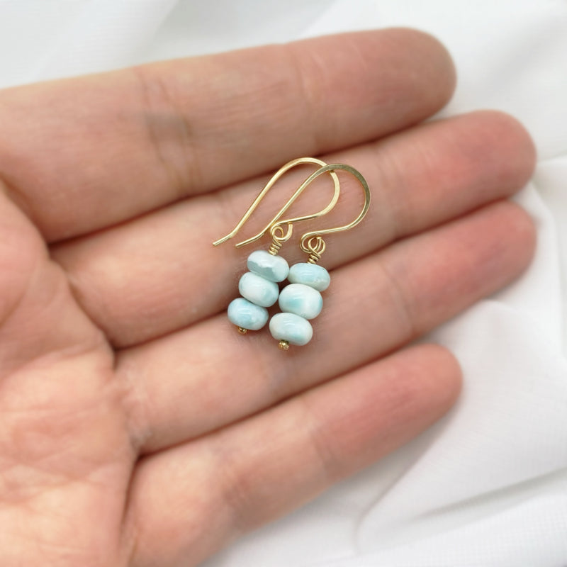14K Gold Filled Oorbellen Met Larimar