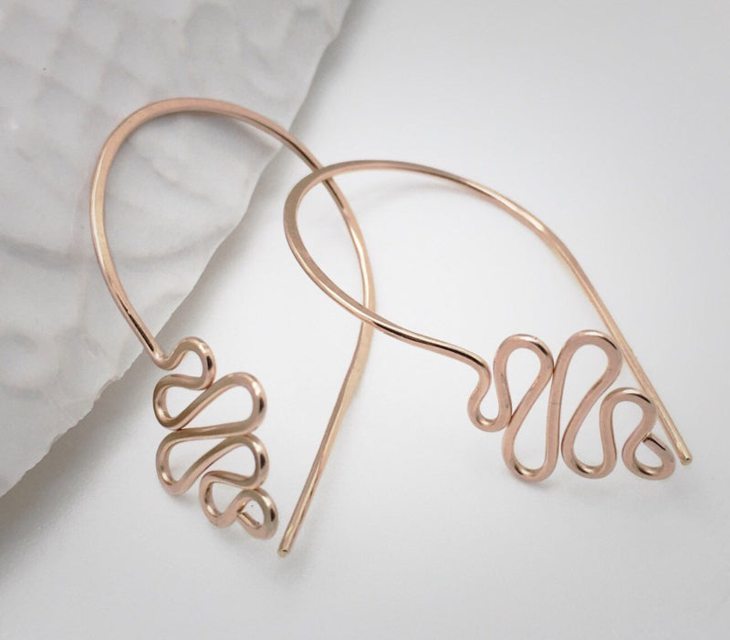 14K Rose Goldfilled Wave Oorbellen