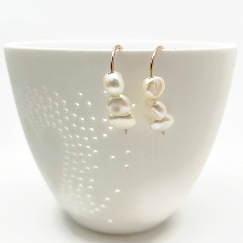 14K Rose Gold Filled Oorbellen Met Parels