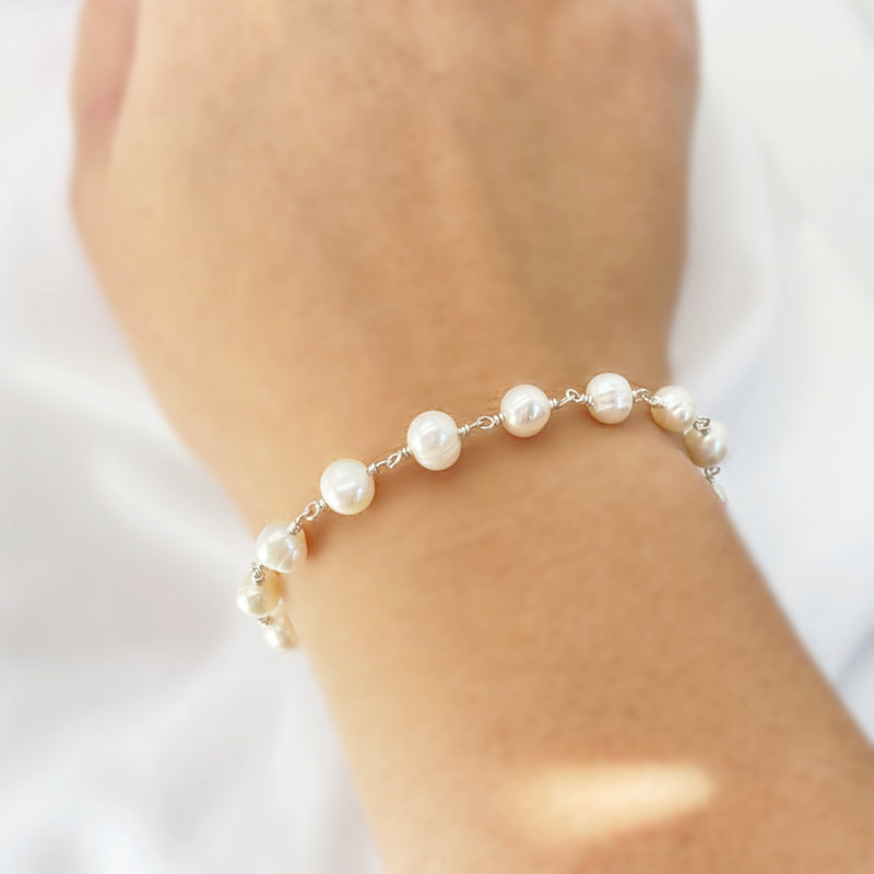 Zilveren Zoetwaterparel Armband