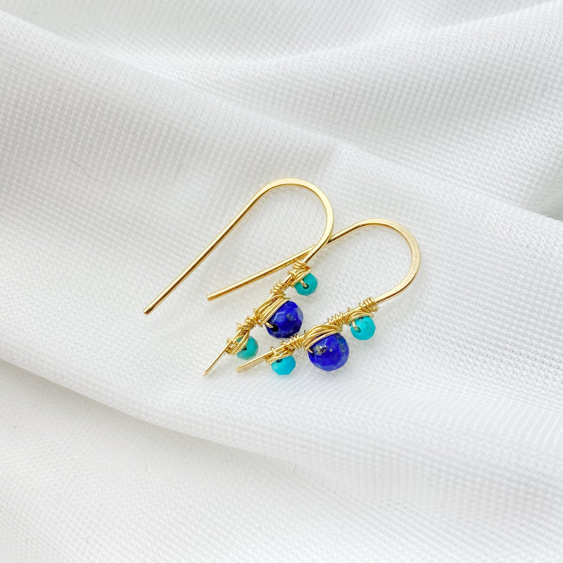 14K Goldfill Oorbellen Met Turkoois En Lapis Lazuli
