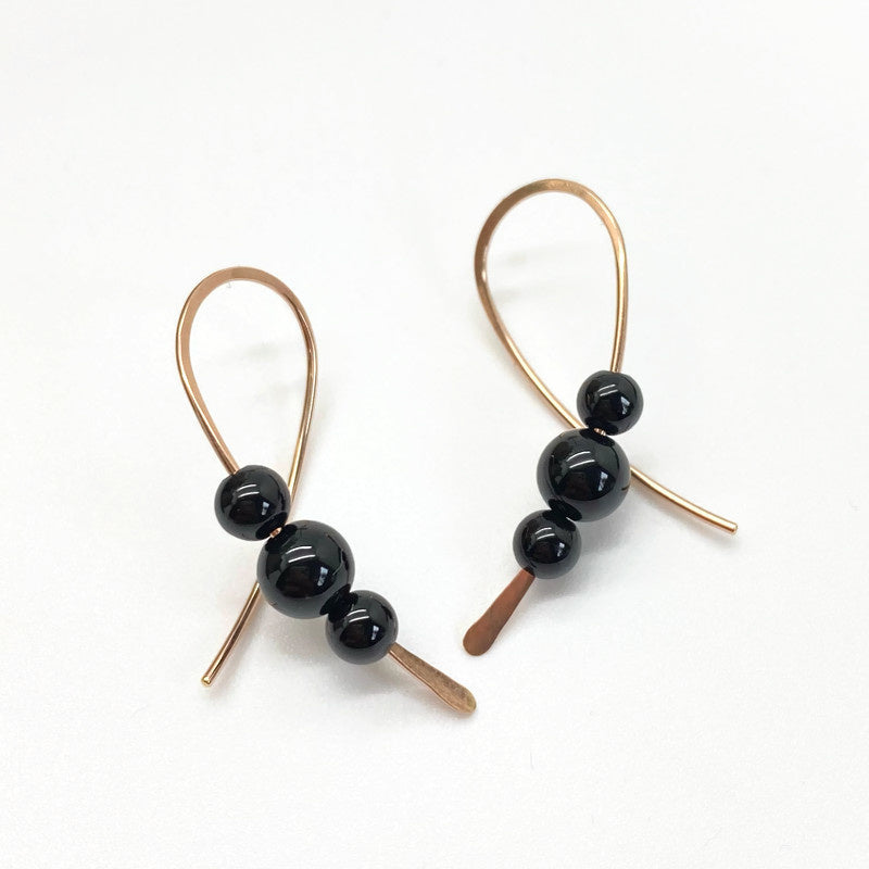 14K Rose Gold Filled Confetti Oorbellen Met Onyx