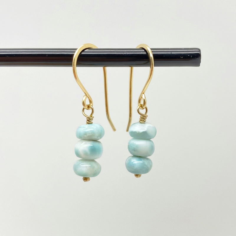 14K Gold Filled Oorbellen Met Larimar