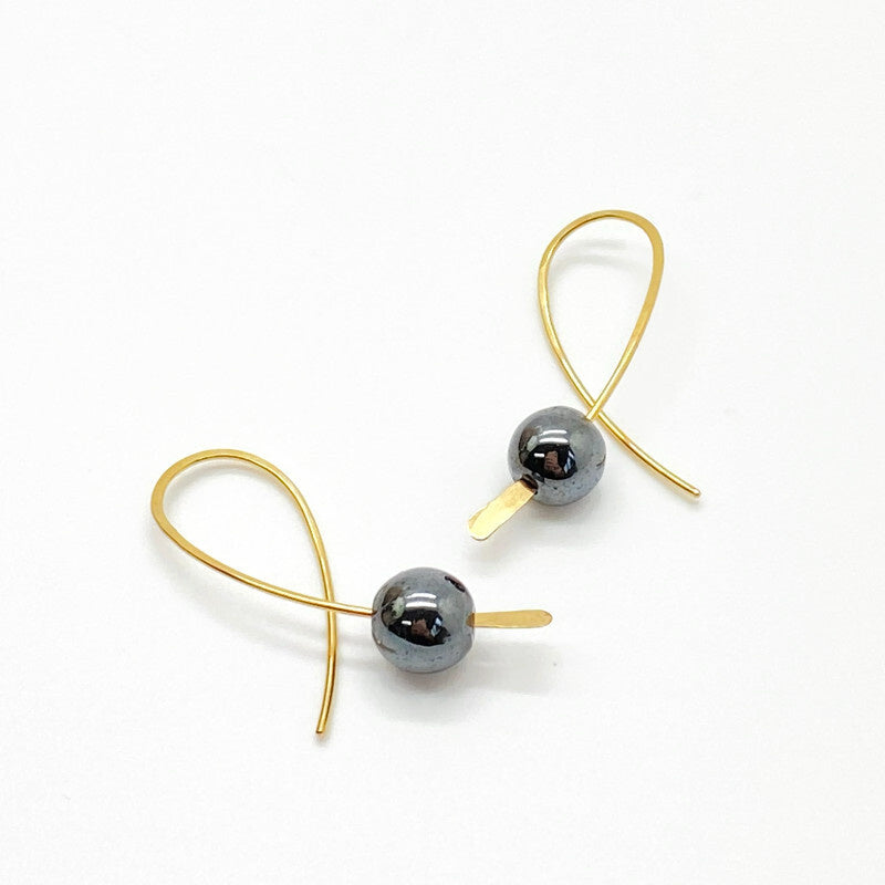 14K Gold Filled Confetti Oorbellen Met Hematiet