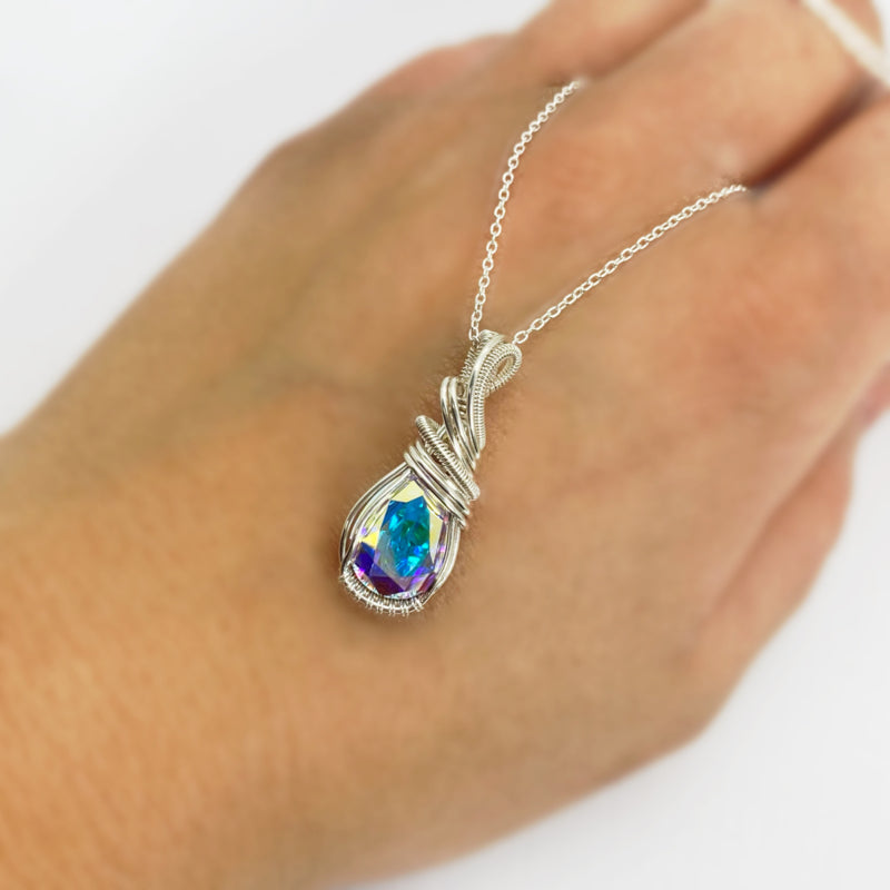 Wire Wrapped Swarovski Kristal Ab Druppelvorm
