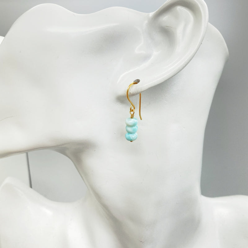 14K Gold Filled Oorbellen Met Larimar