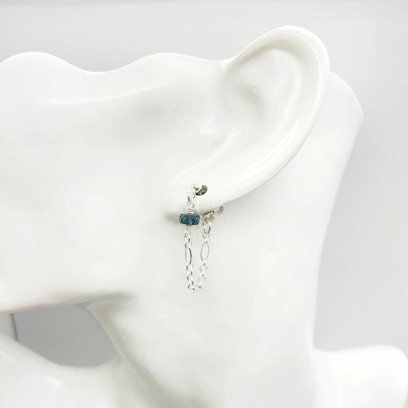 Echt Zilveren Ketting Oorbel Met Teal Kyaniet