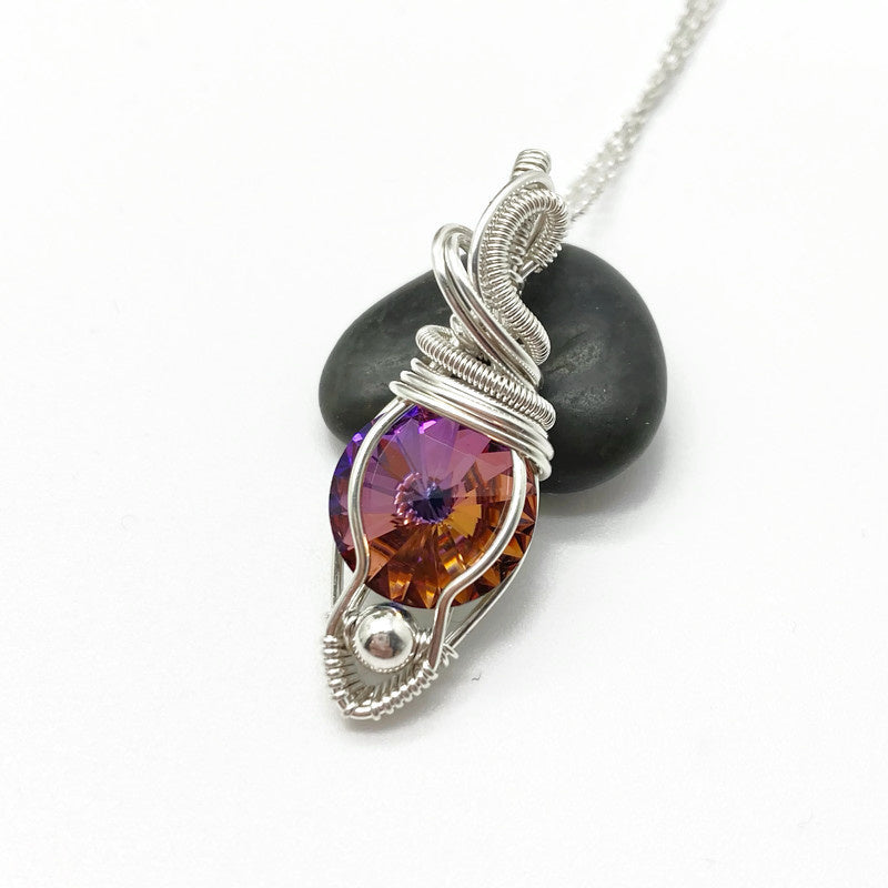 Small Wire Wrapped Swarovski Kristal Volcano Rivoli