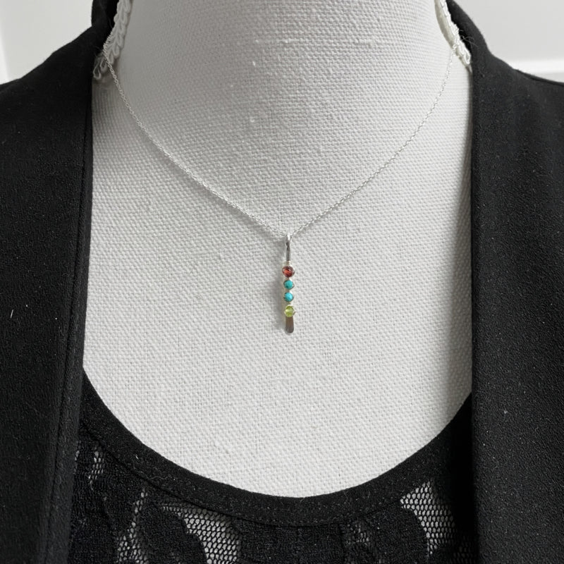 Collier - Zilver - Met 4 geboortestenen - 925 sterling zilver