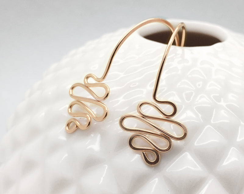14K Rose Goldfilled Wave Oorbellen