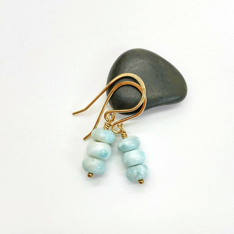 14K Gold Filled Oorbellen Met Larimar