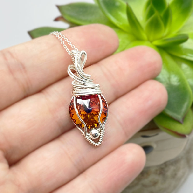 Medium Wire Wrapped Swarovski Kristal Volcano Rivoli