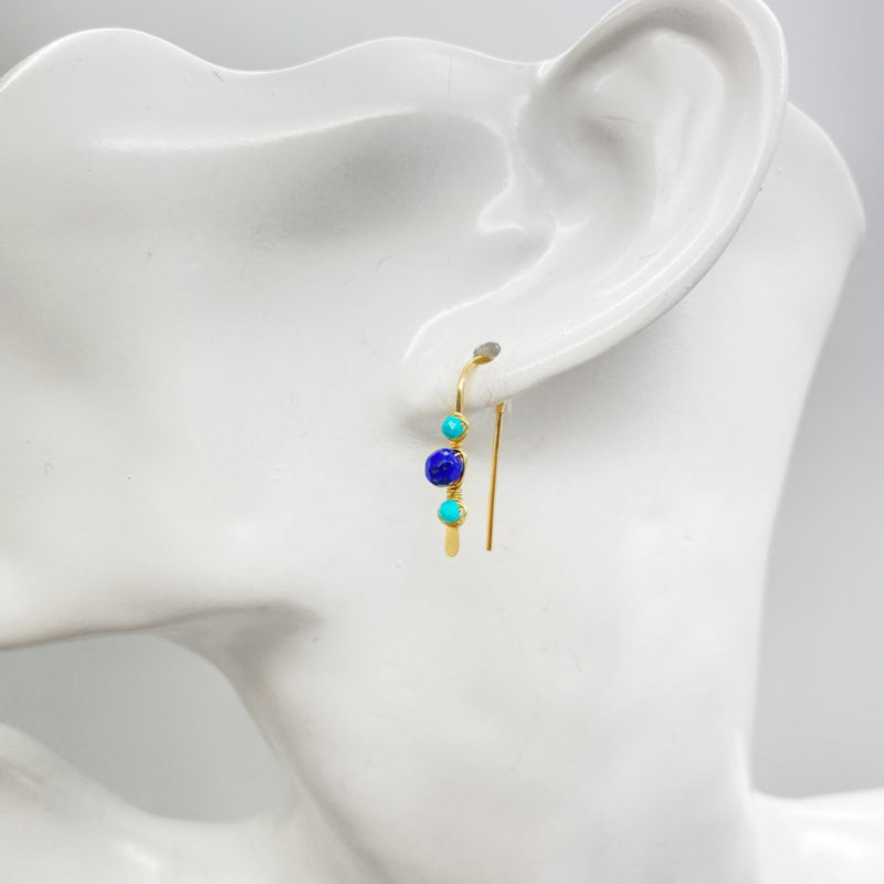 14K Goldfill Oorbellen Met Turkoois En Lapis Lazuli
