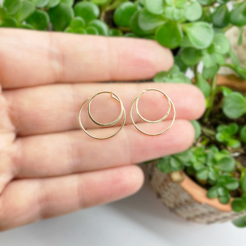 14K Gold Filled Voor En Achter Cirkel Oorbellen