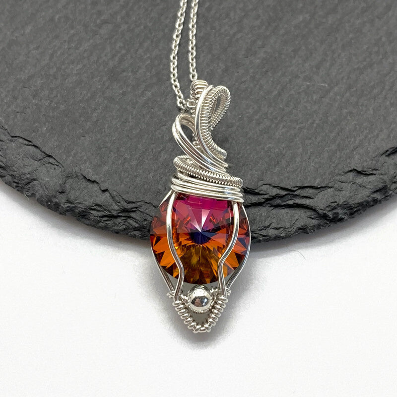 Medium Wire Wrapped Swarovski Kristal Volcano Rivoli