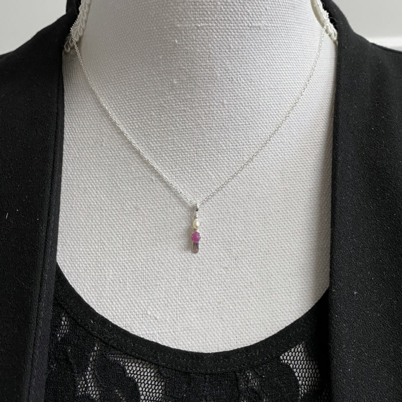 Zilveren Collier Met 2 Geboorte Edelstenen