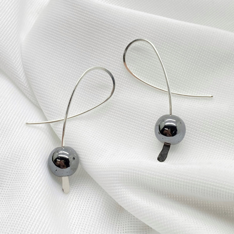 Sterling Zilver Confetti Oorbellen Met Hematiet