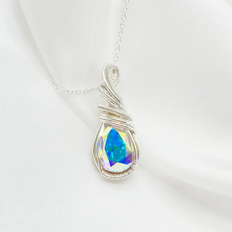 Wire Wrapped Swarovski Kristal Ab Druppelvorm