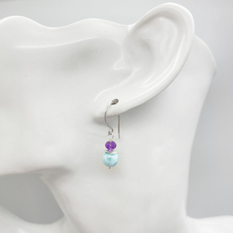 Zilveren Oorbellen Met Larimar En Amethist
