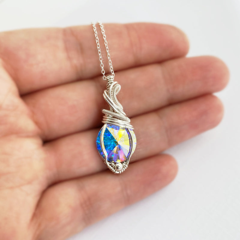 Medium Wire Wrapped Swarovski Kristal Ab Rivoli