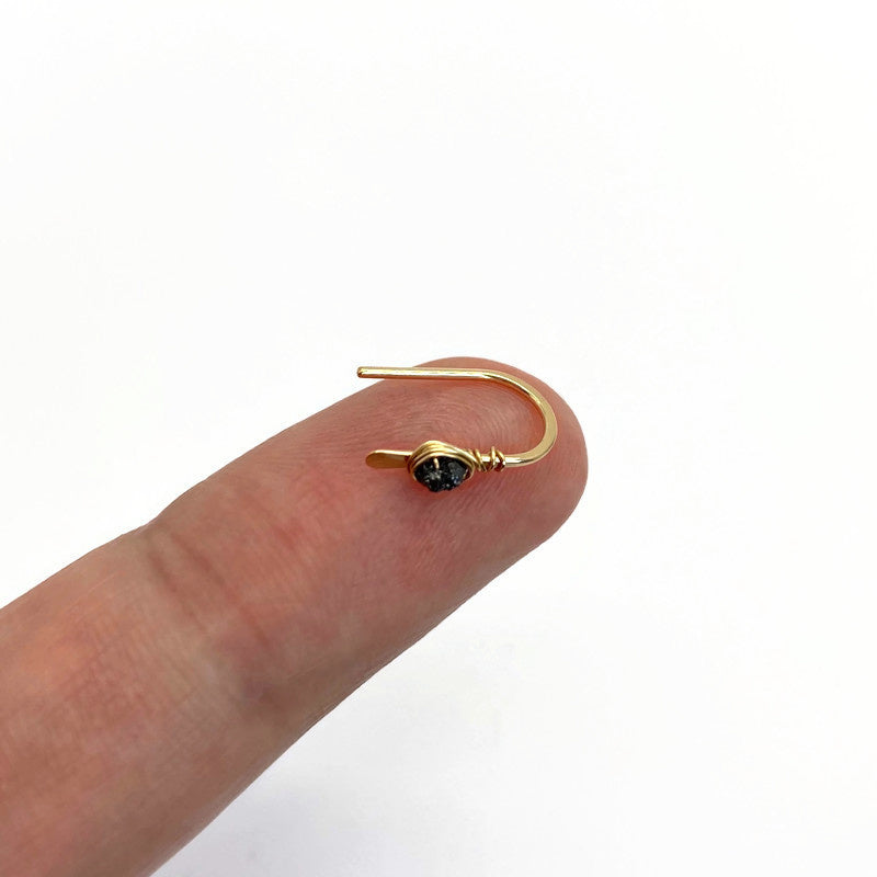 Gold Fill Oorbellen Met Ruwe Diamant