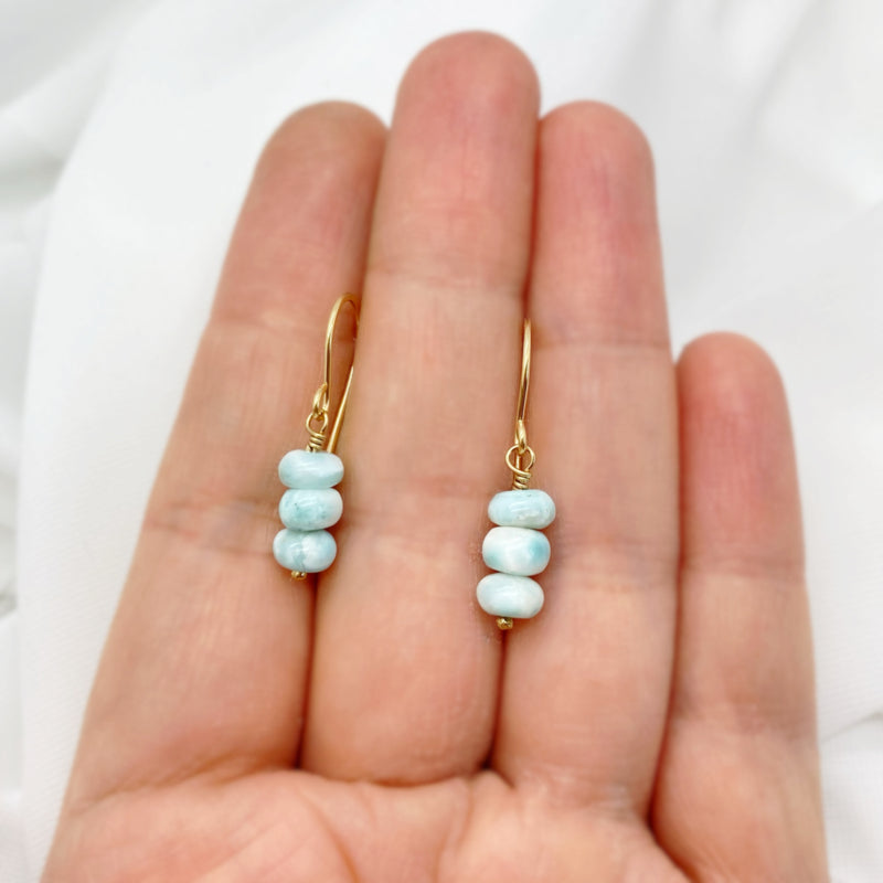 14K Gold Filled Oorbellen Met Larimar