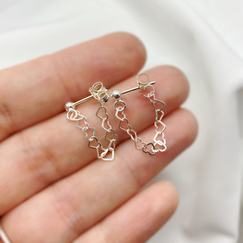 Sterling Zilveren Ketting Oorbellen Met Hartjes
