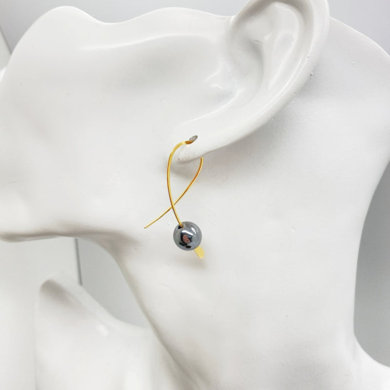 14K Gold Filled Confetti Oorbellen Met Hematiet