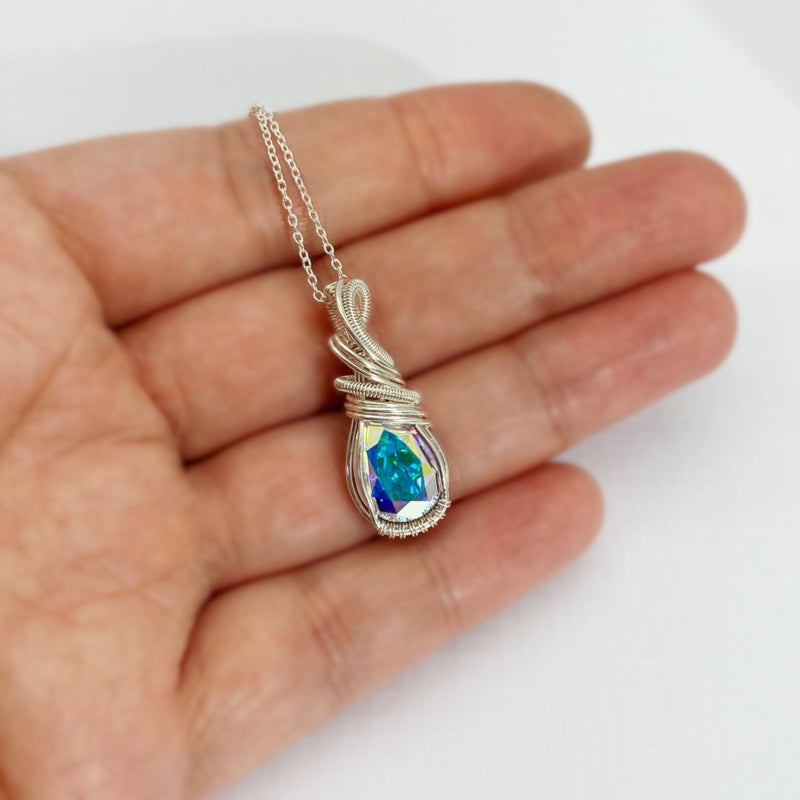 Wire Wrapped Swarovski Kristal Ab Druppelvorm