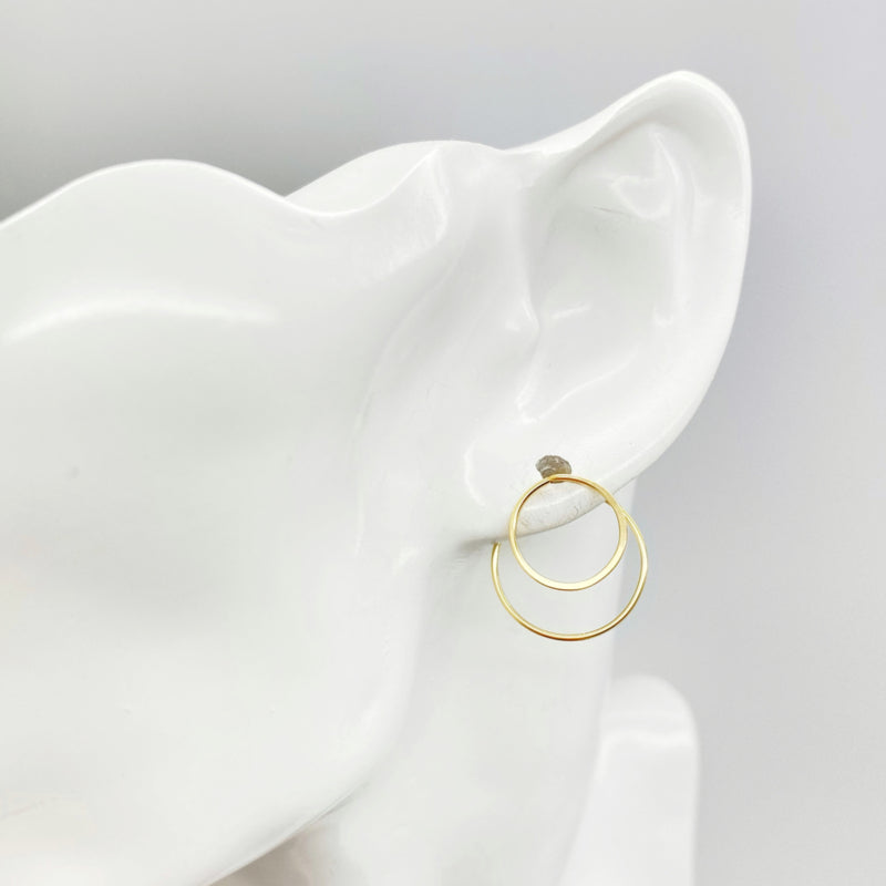 14K Gold Filled Voor En Achter Cirkel Oorbellen