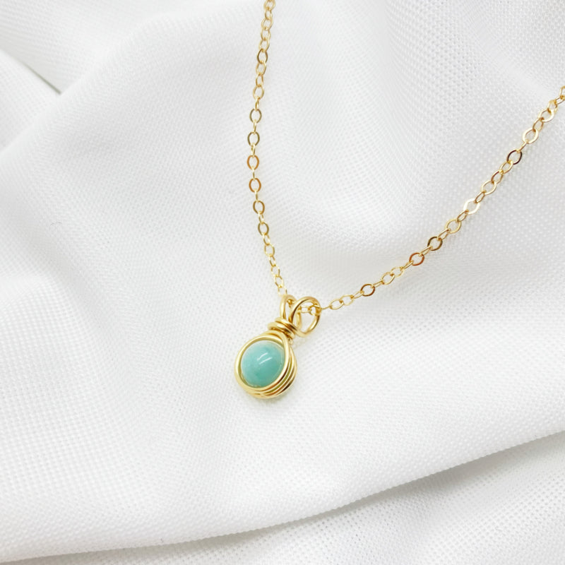 Gouden Collier Met Amazoniet, 14K Gold Filled