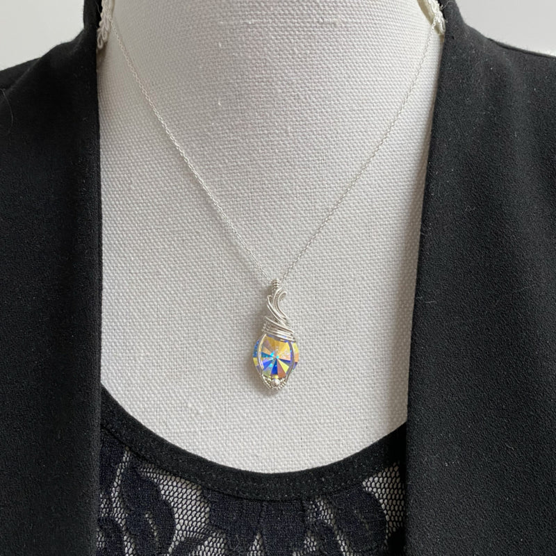 Medium Wire Wrapped Swarovski Kristal Ab Rivoli