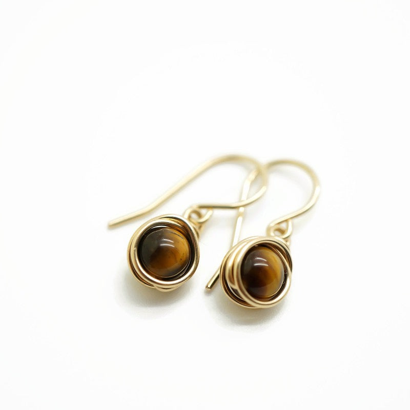 Oorbellen - 14K gold filled - Met tijgeroog