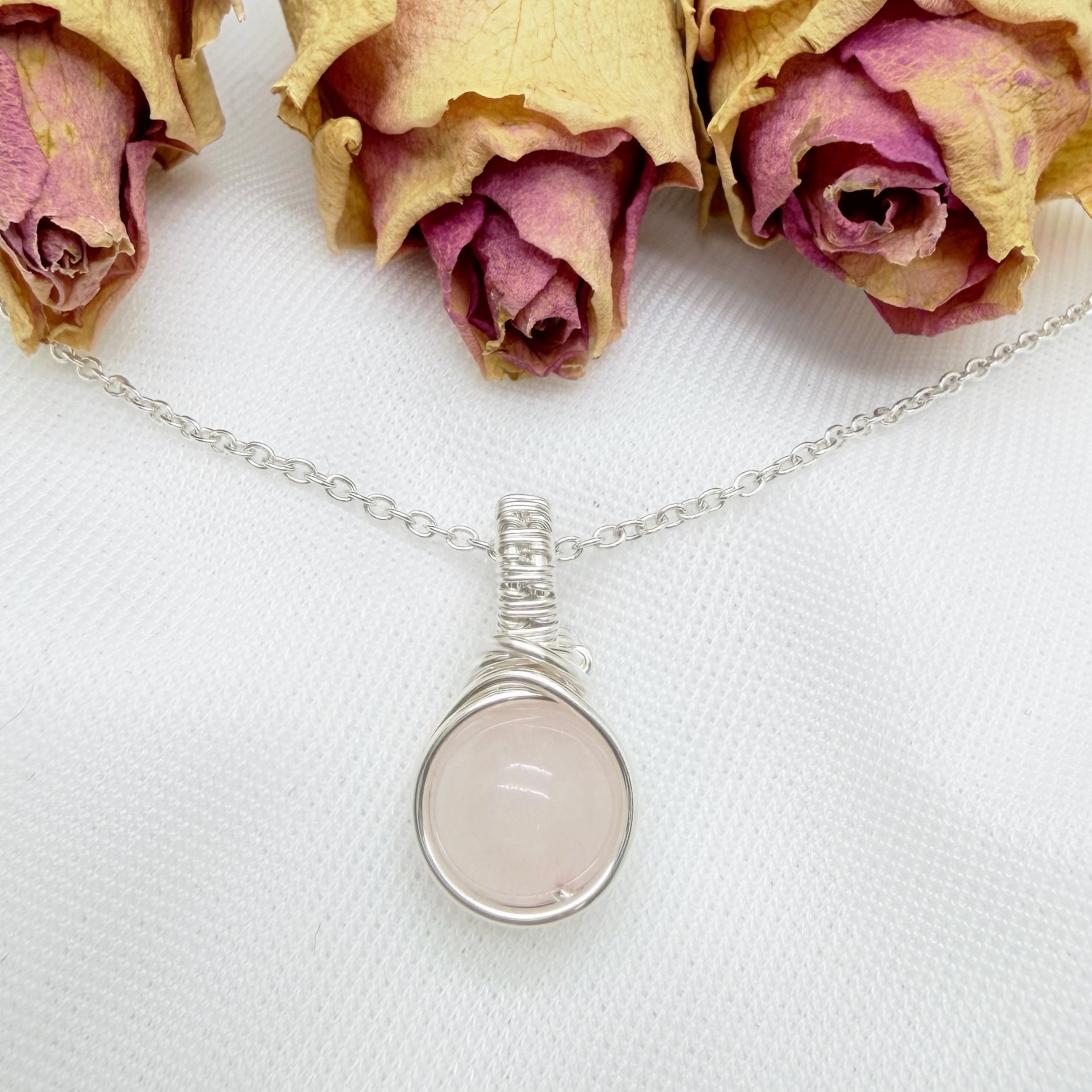 Zilveren rozenkwarts hanger van sterling zilver