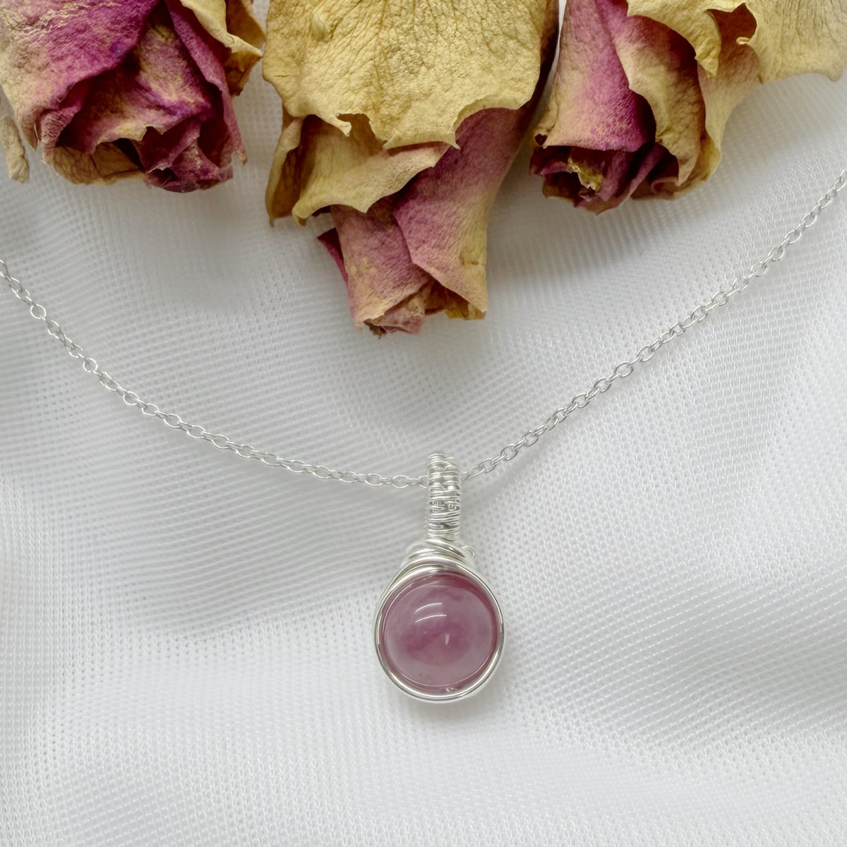 Sterling zilveren vintage roze rozenkwarts hanger