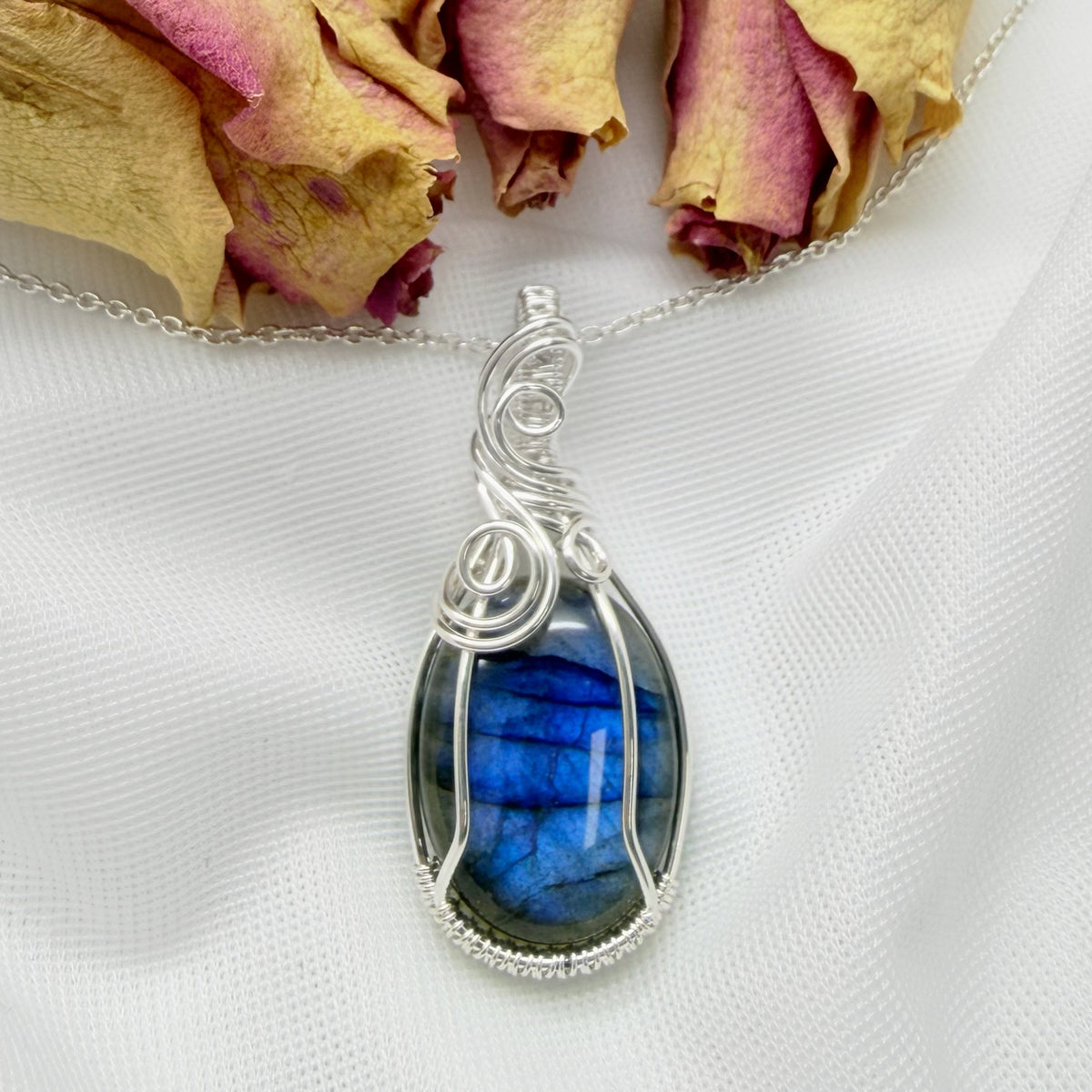 Wire wrap hanger - Zilver - Met labradoriet - Sterling zilver