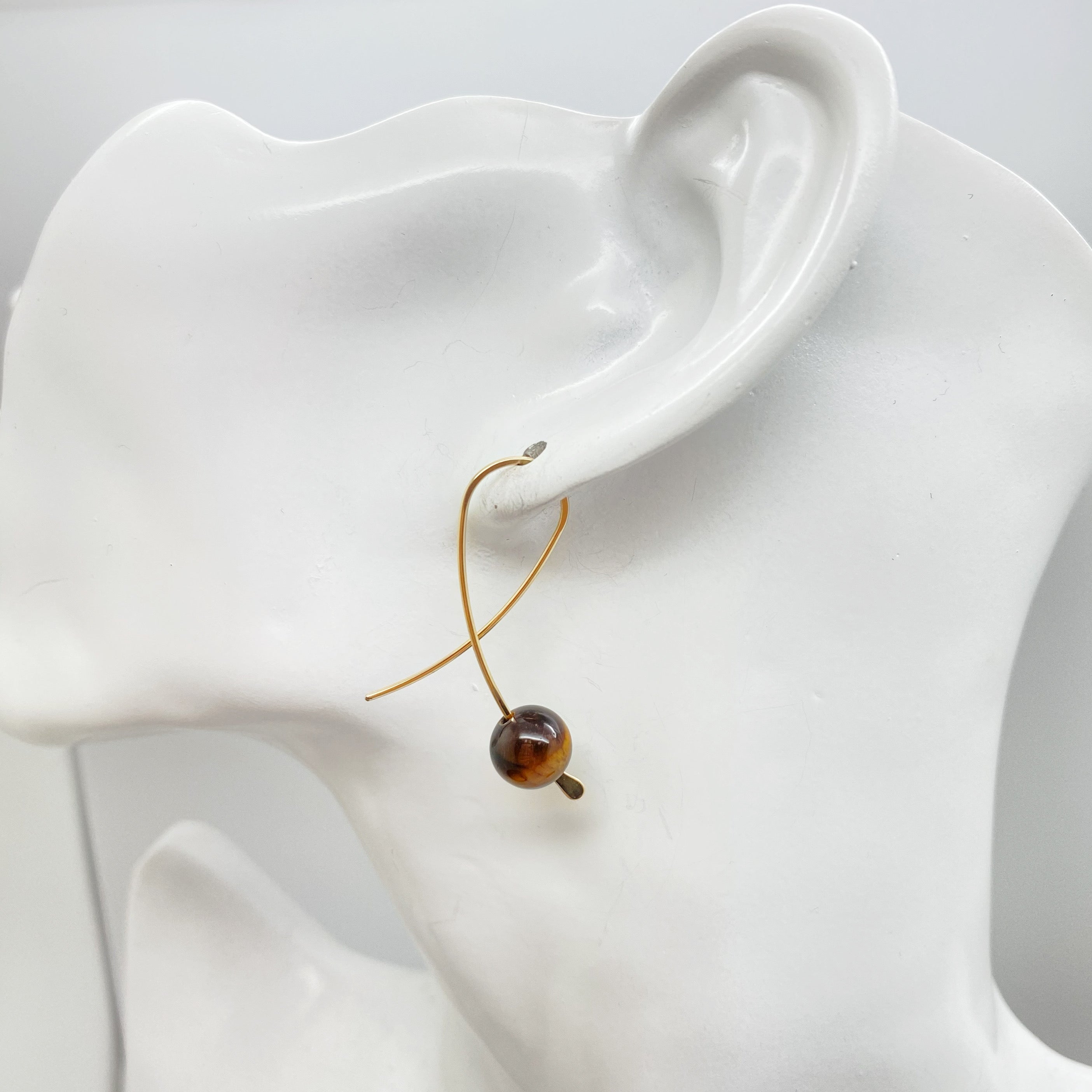 Confetti oorbellen - 14K gold filled - Met tijgeroog steen