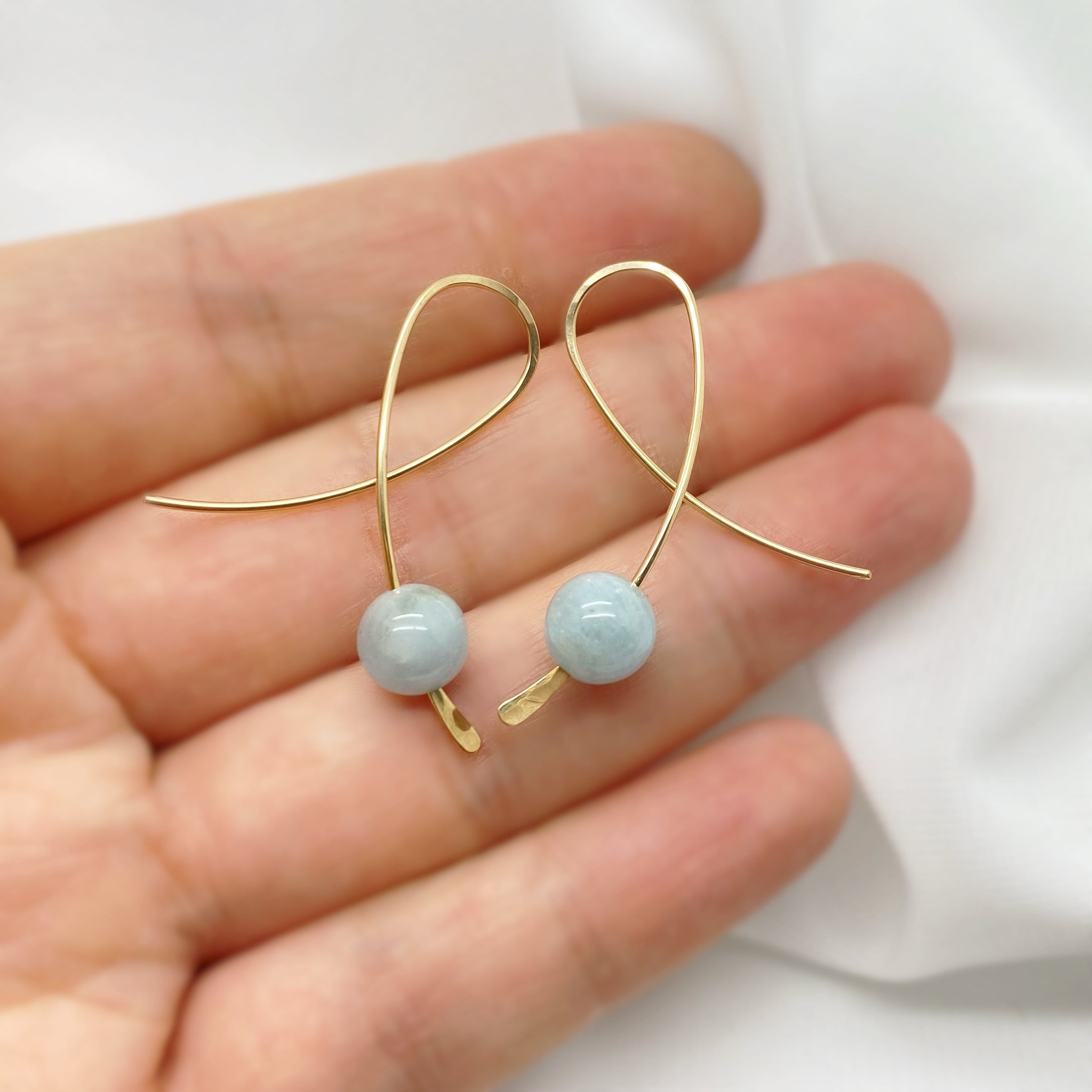14K Gold Filled Confetti Oorbellen Met Aquamarijn