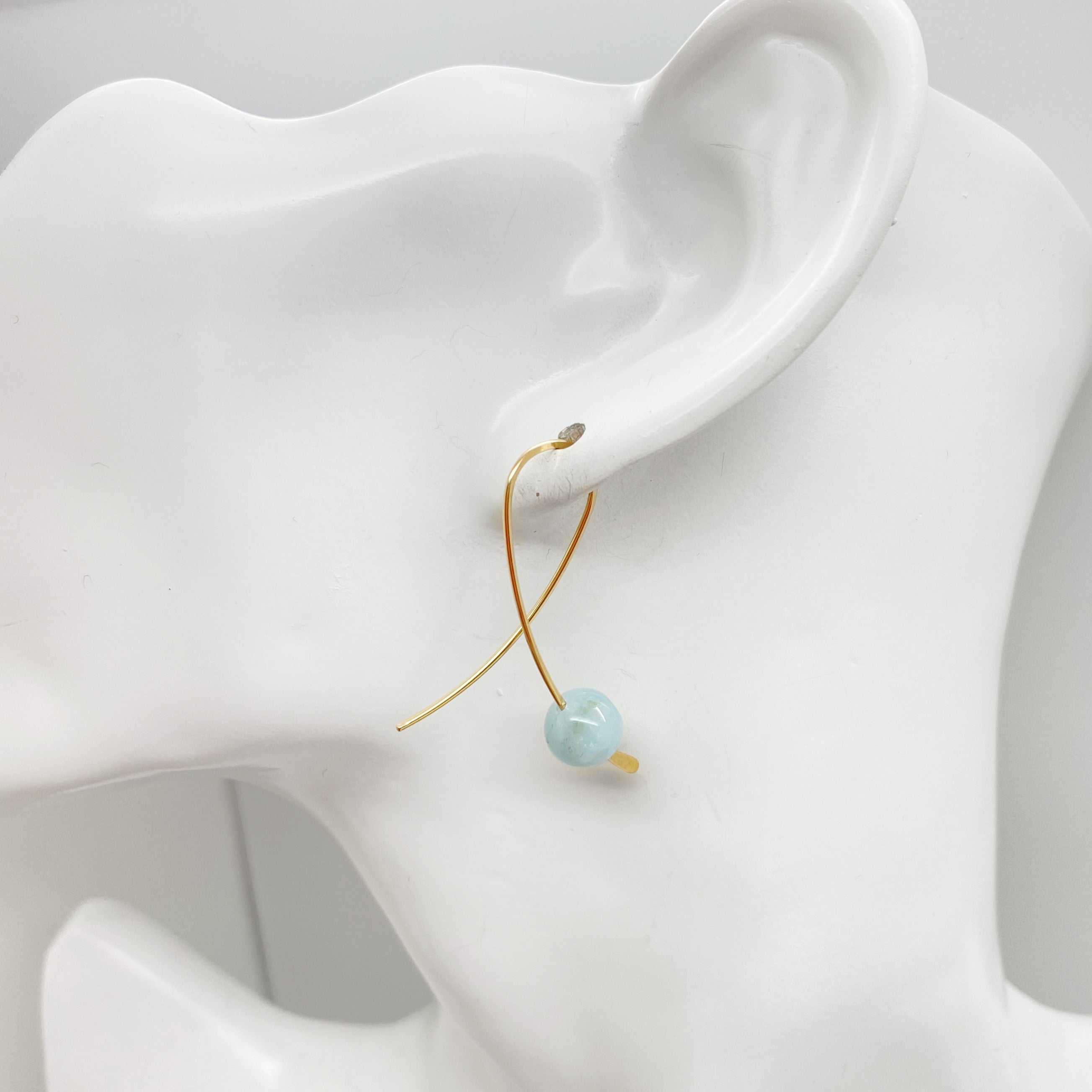 14K Gold Filled Confetti Oorbellen Met Aquamarijn