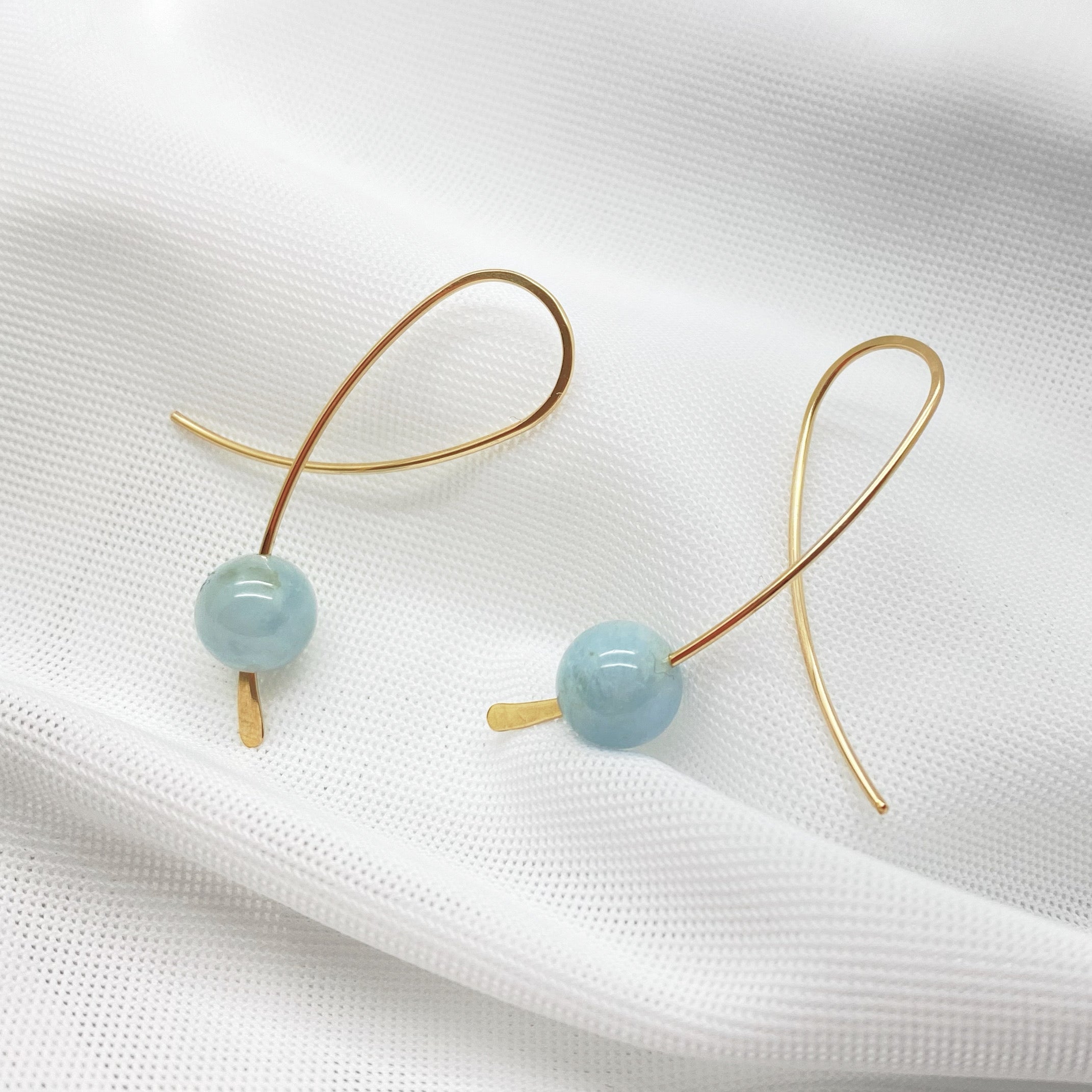 14K Gold Filled Confetti Oorbellen Met Aquamarijn