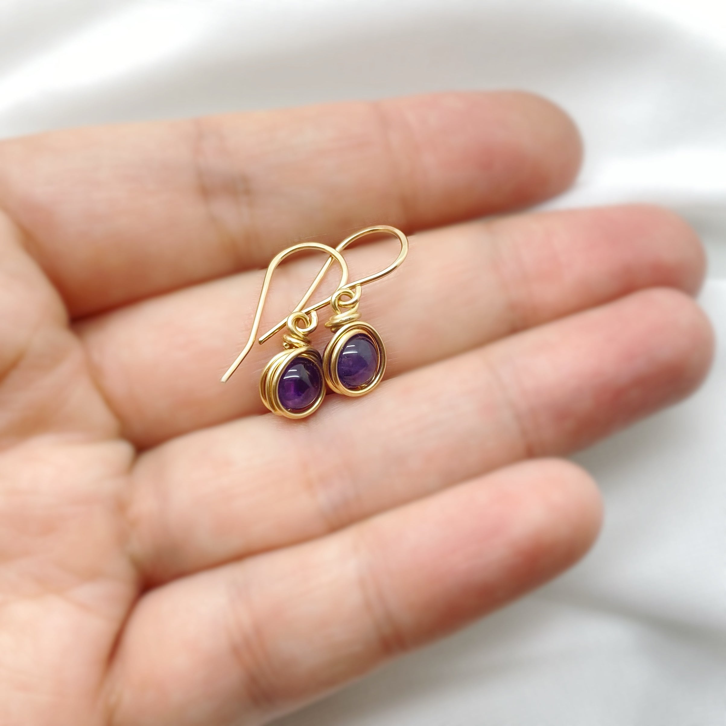 14K Gold filled oorbellen met Amethist