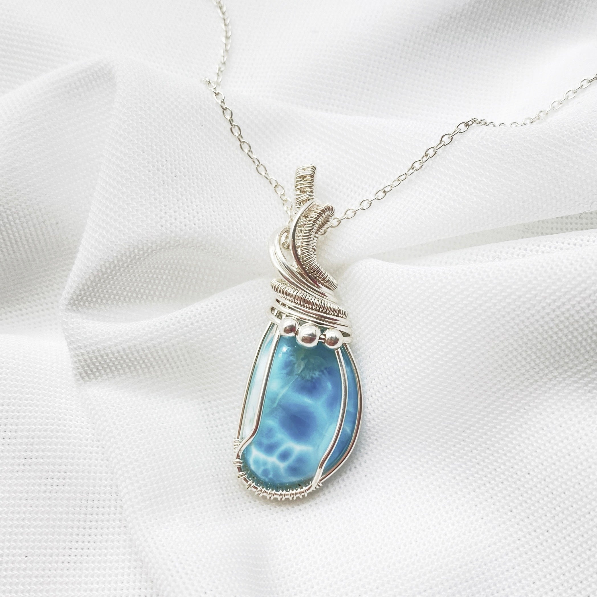 Gereserveerd - Zilveren hanger met Larimar