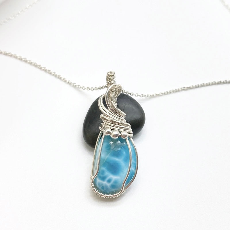 Gereserveerd - Zilveren hanger met Larimar