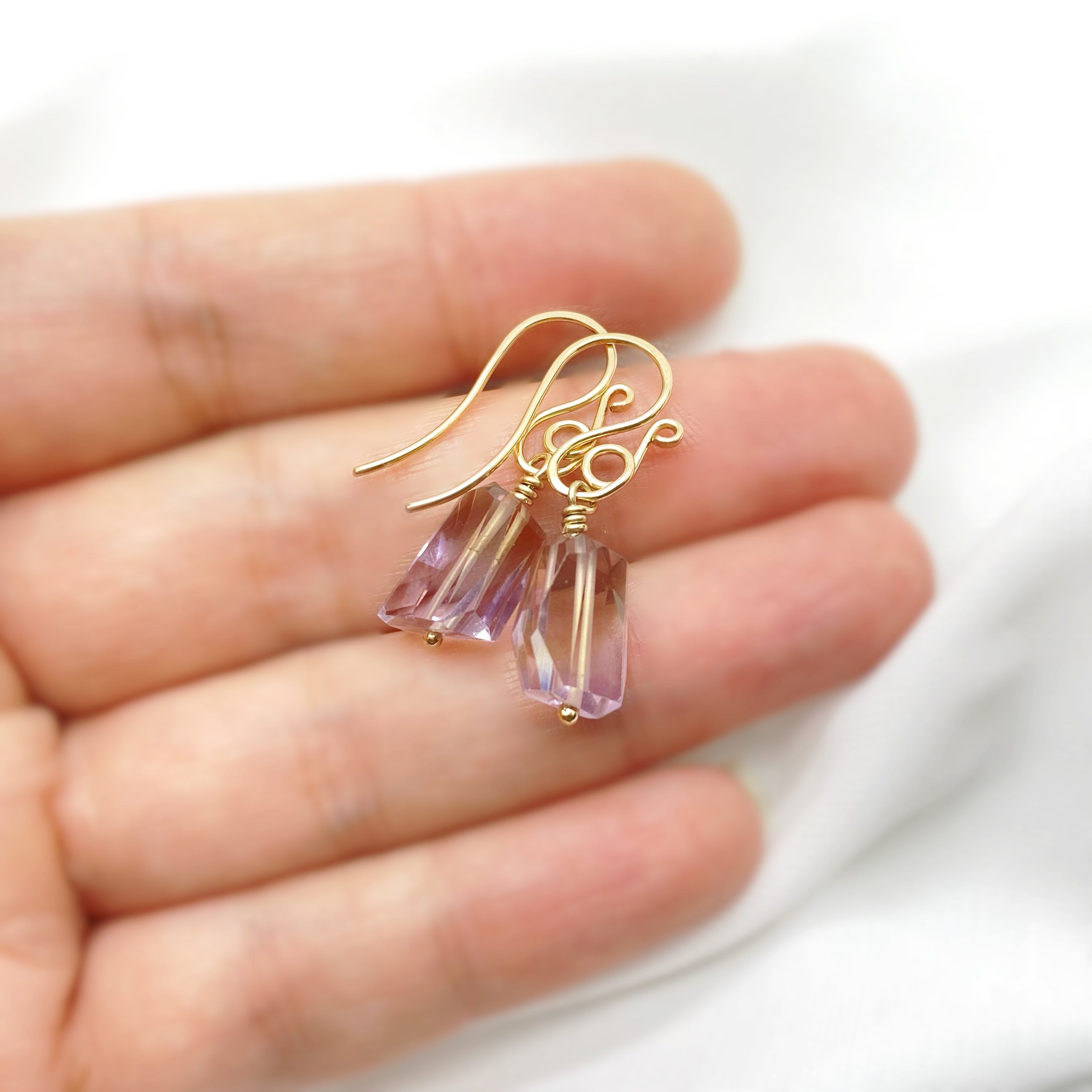 14k gold filled oorbellen met Ametrien