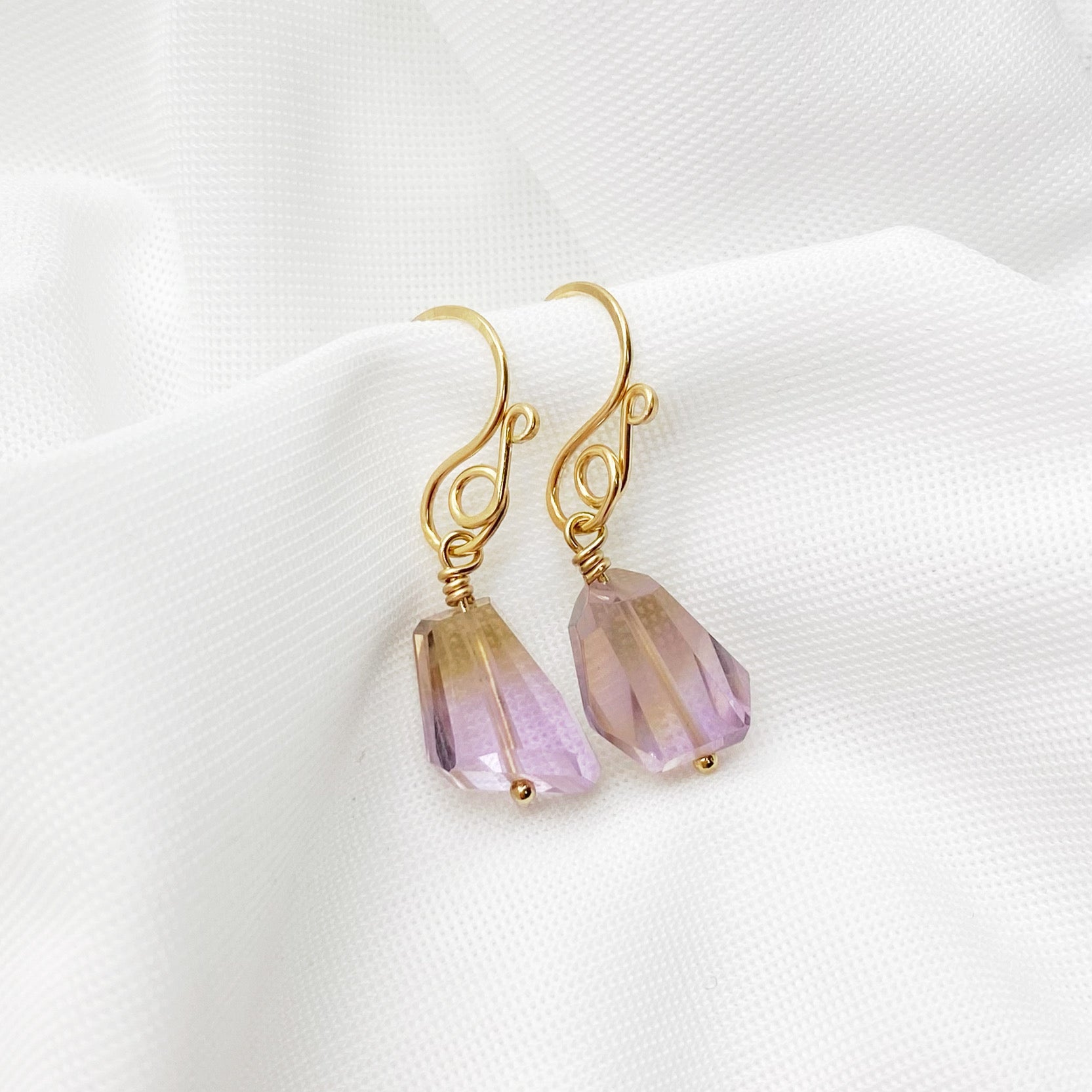 14k gold filled oorbellen met Ametrien