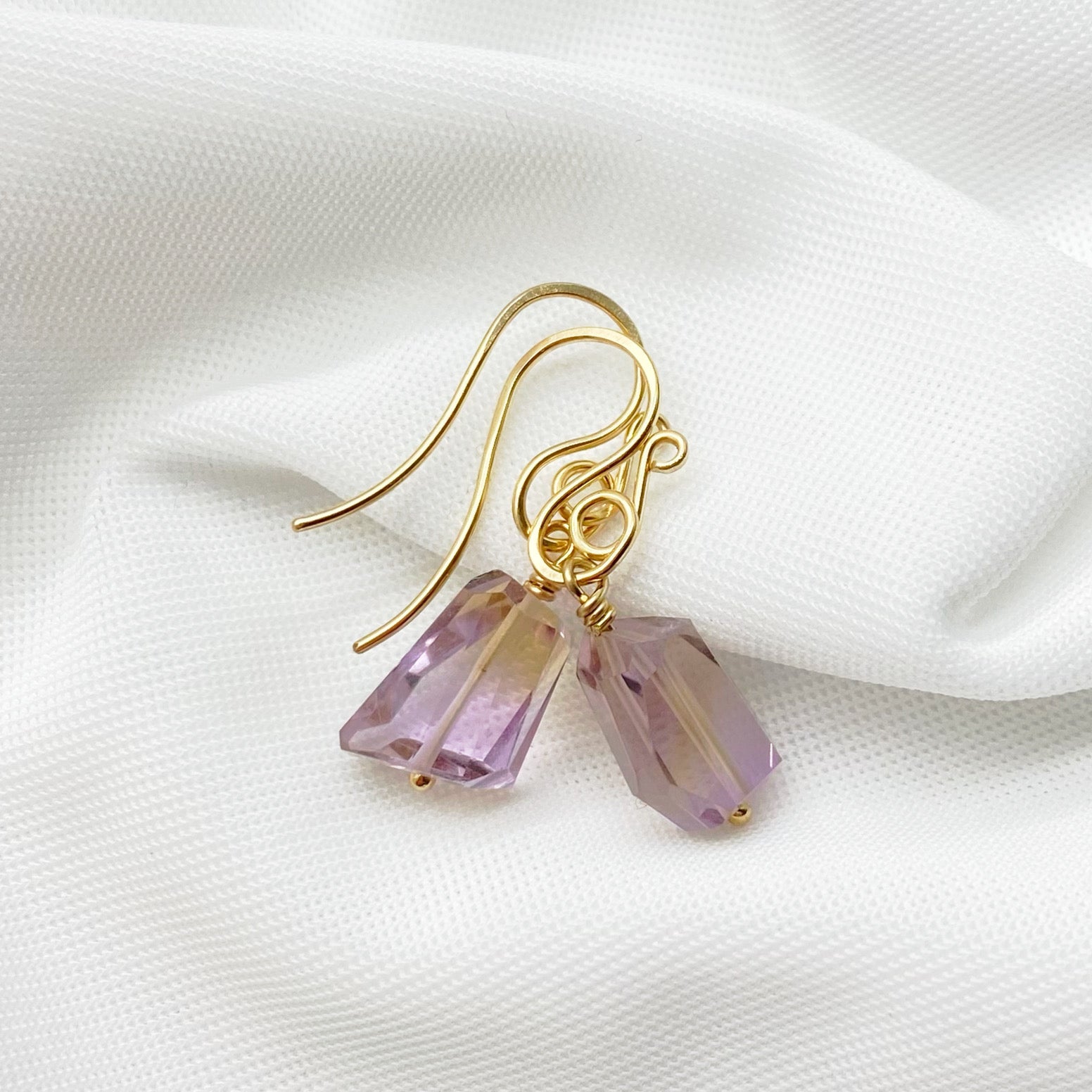 14k gold filled oorbellen met Ametrien