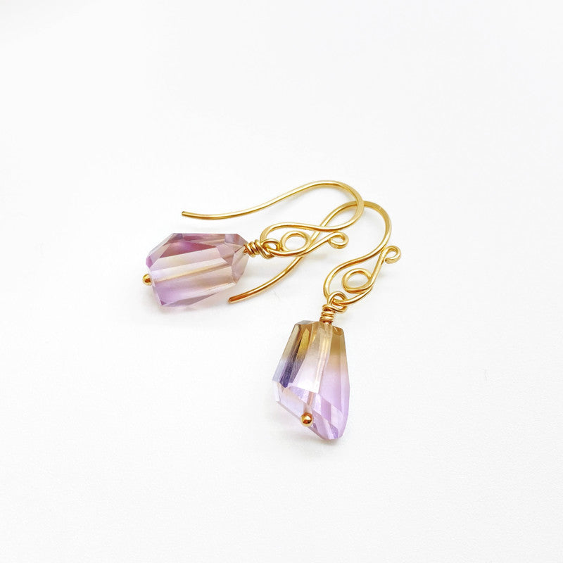 14k gold filled oorbellen met Ametrien